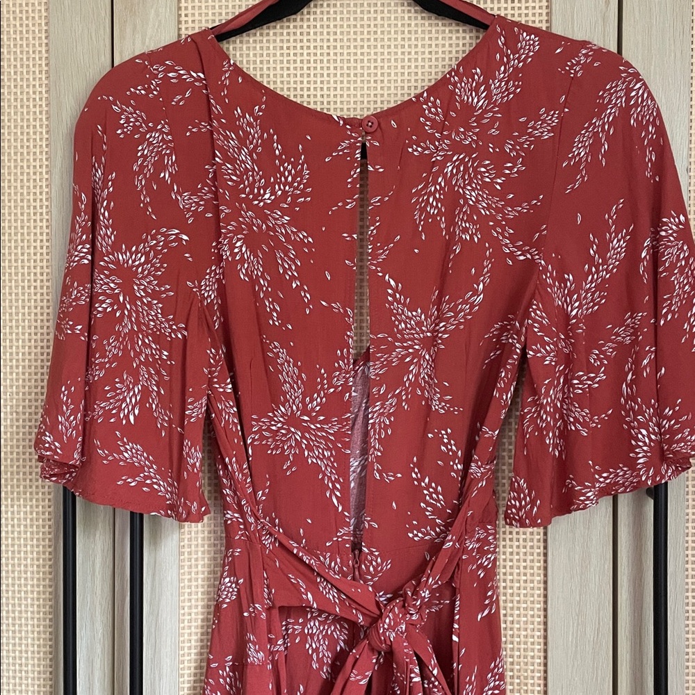Red Clay Romper with Ruffle Hem - Picture 3 of 5